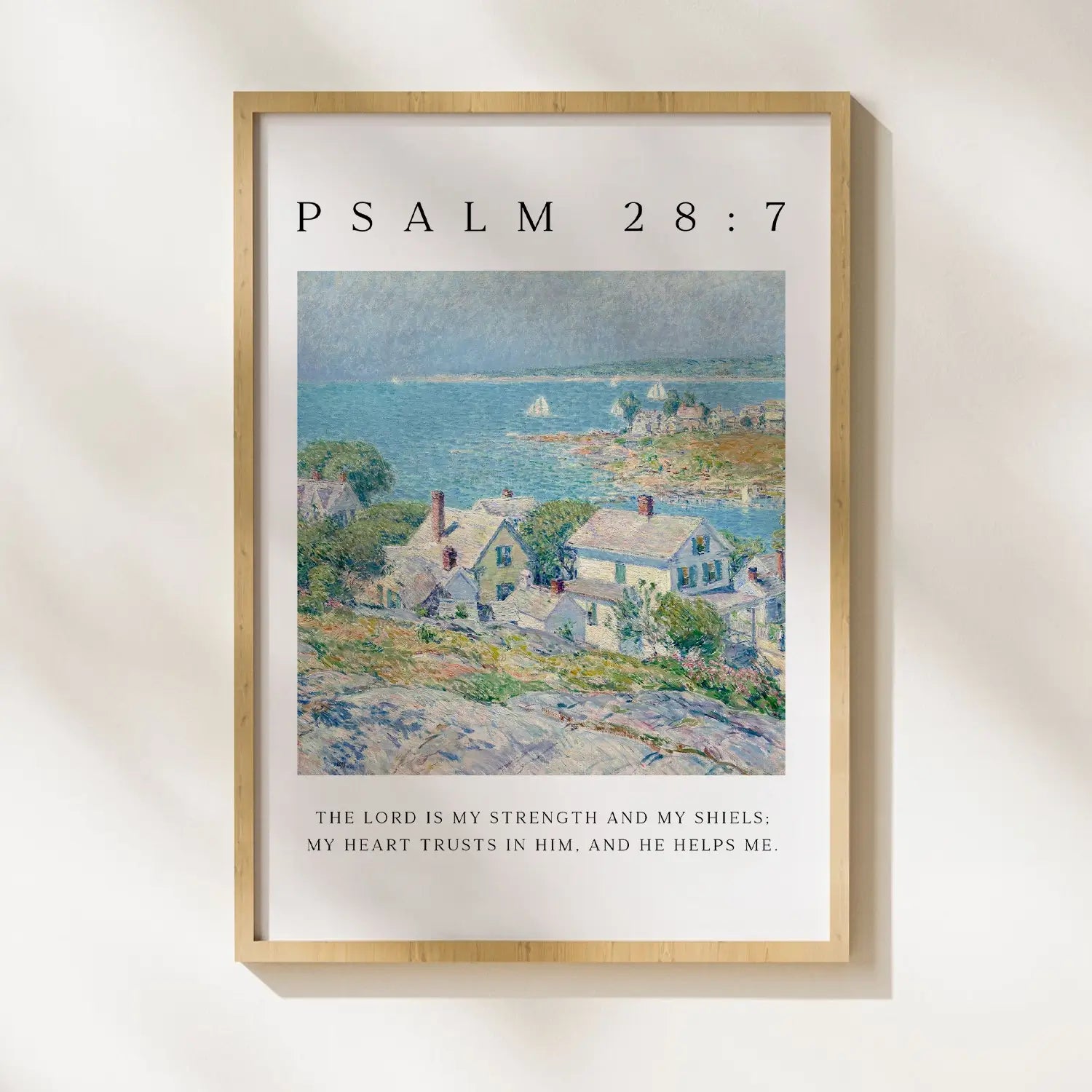 Coastal Strength | Christian Wall Art | Psalm 28:7 Print