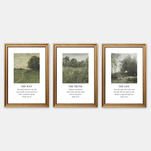 The Way, The Truth, The Life | Christian Wall Art Triptych | Scripture Collection