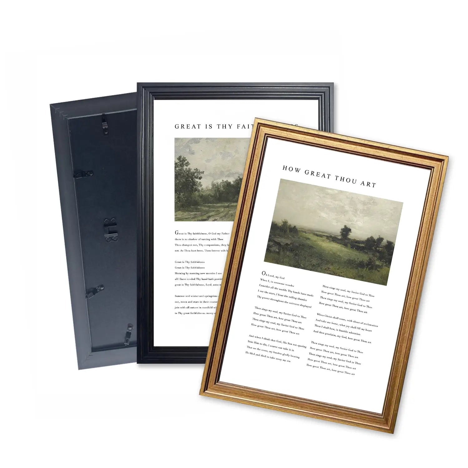 Hymn inspired landscape triptych christian wall art faith and nature print set