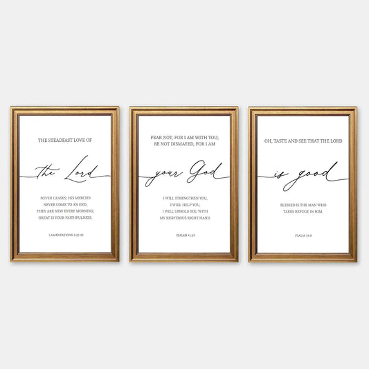 scripture triptych christian wall art divine attributes print set