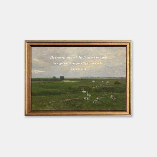 Paths of Righteousness | Christian Wall Art | Psalm 23:3 | Divine Guidance Print