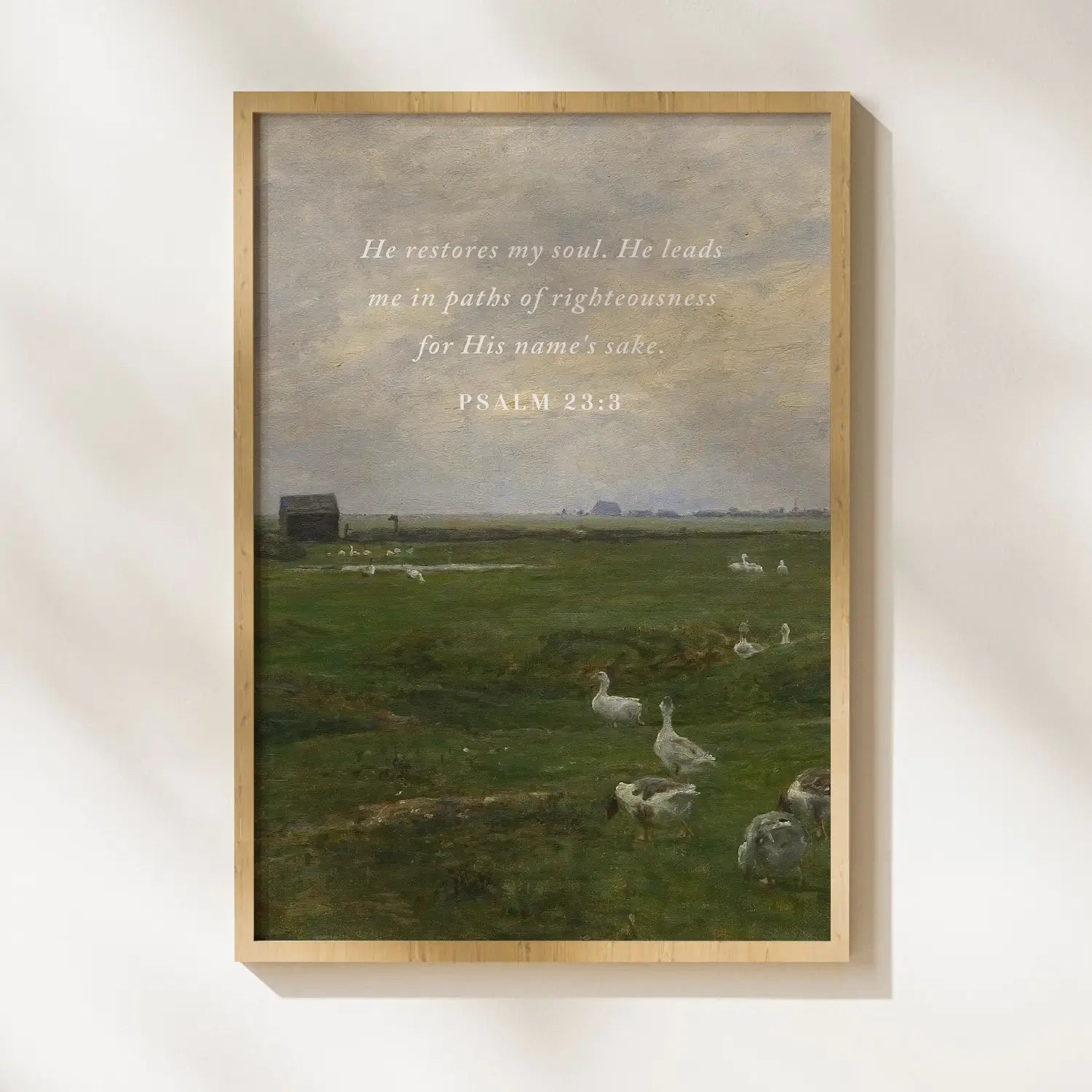 Restored Soul | Christian Wall Art | Psalm 23:3 Countryside Print