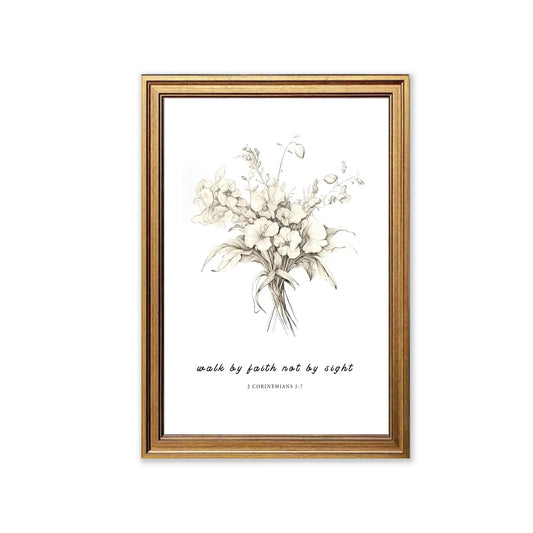 Walk by faith christian wall art 2 corinthians 5-7 print
