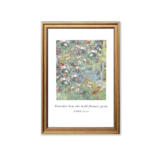 Wild flowers wisdom christian floral art luke 12-27 print