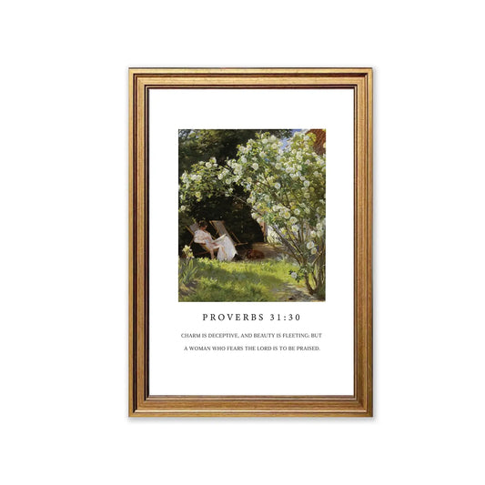 Woman of virtue christian wall art proverbs 31-30 print