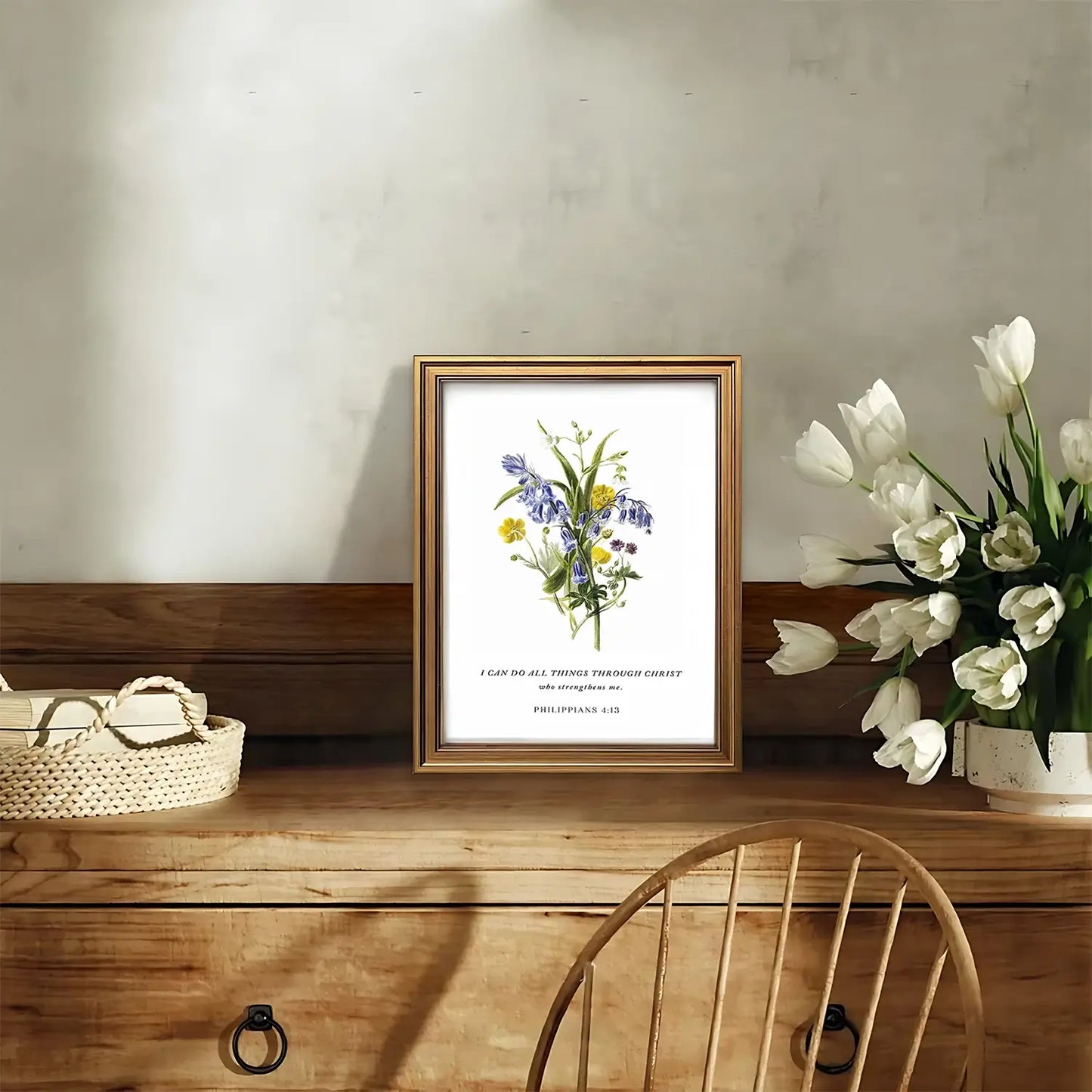 Divine Strength | Christian Wall Art | Philippians 4:13 | Scripture Print