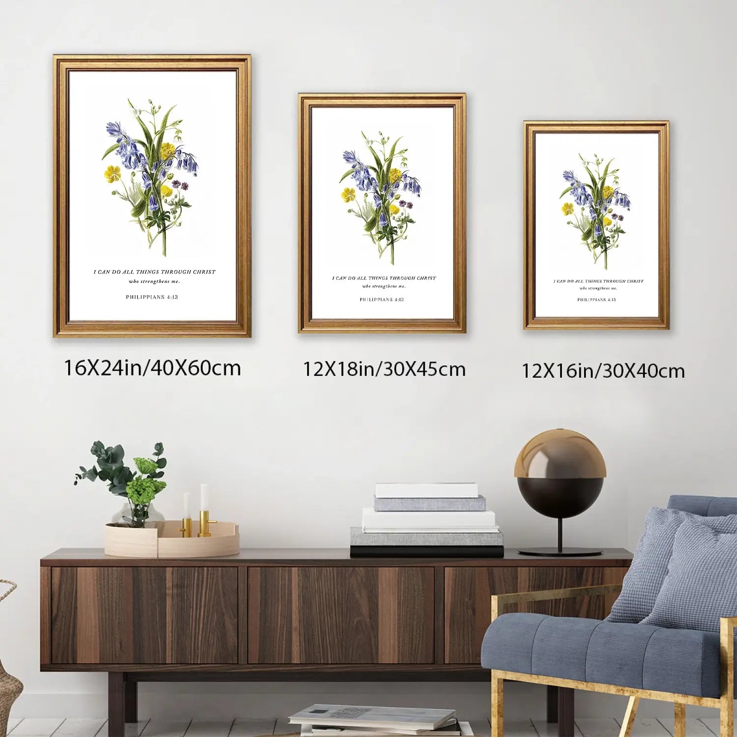 Divine Strength | Christian Wall Art | Philippians 4:13 | Scripture Print