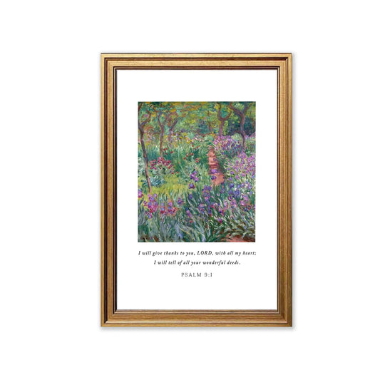 Grateful Heart | Christian Wall Art | Psalm 9:1 | Scripture Print