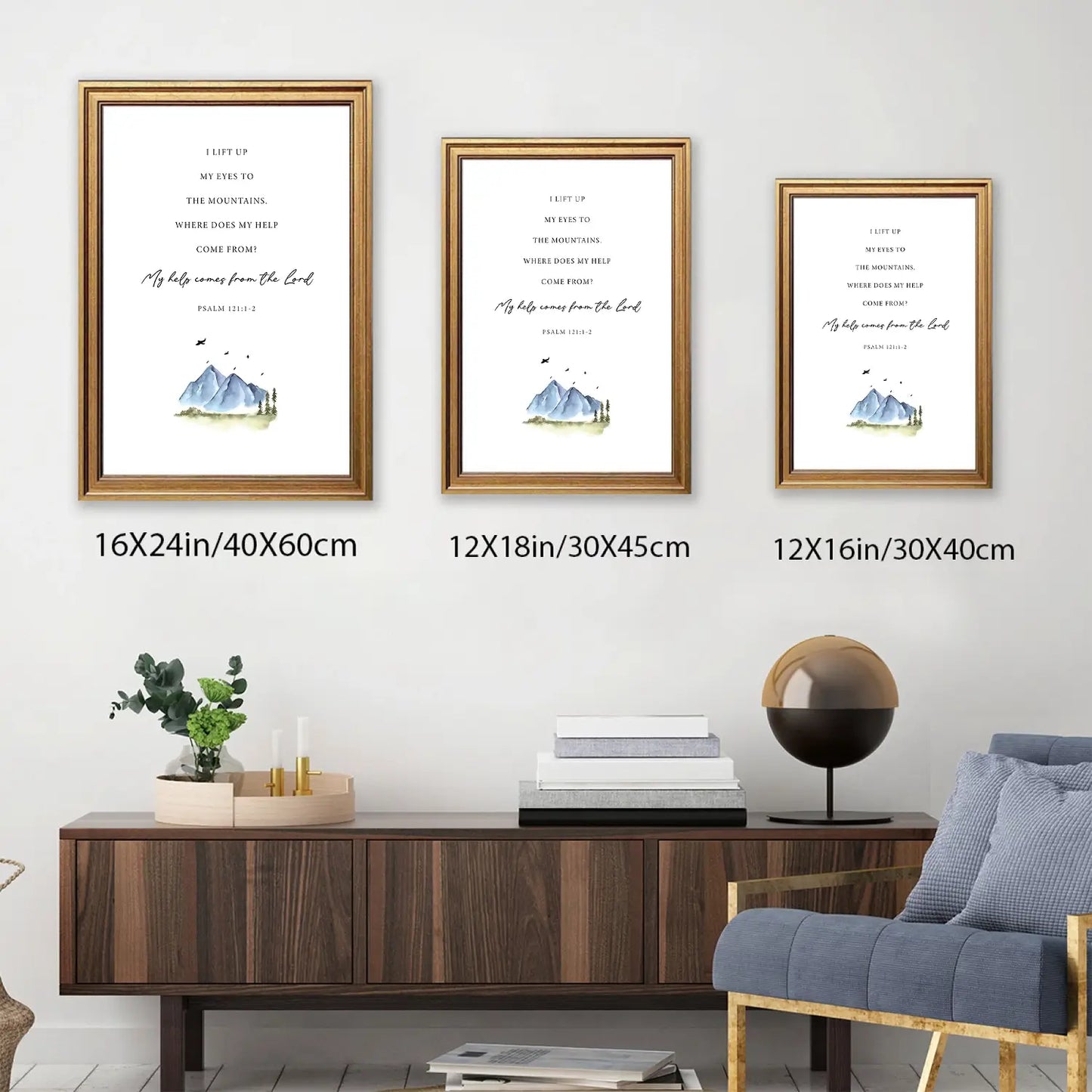 Lift Up My Eyes | Christian Wall Art | Psalm 121:1-2 | Bible Verse Print