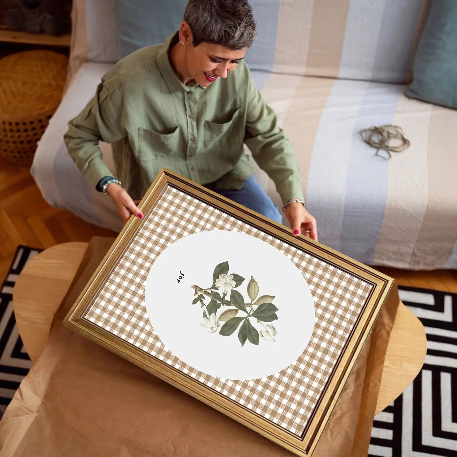 Love and Peace | Botanical Wall Art Set | Gingham Trio Print