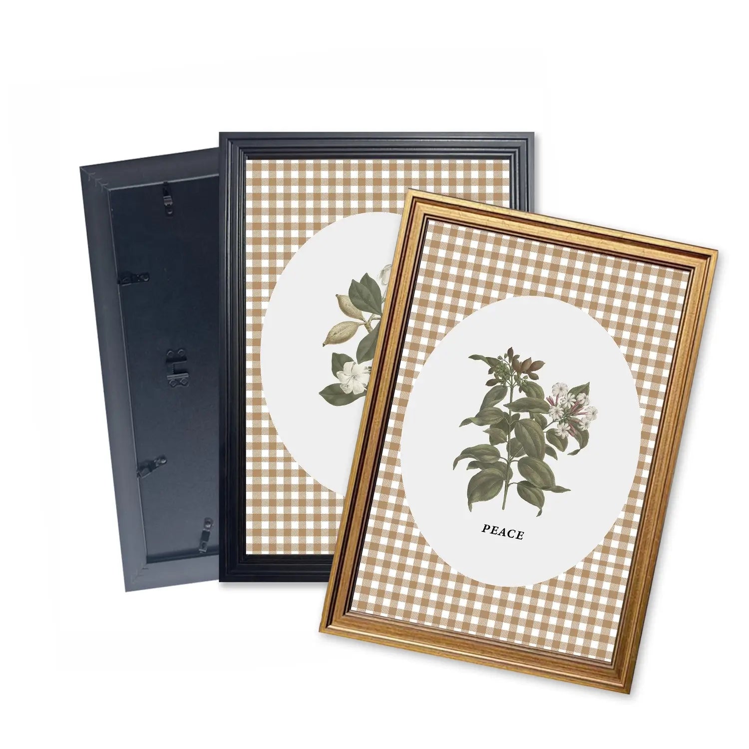 Love and Peace | Botanical Wall Art Set | Gingham Trio Print