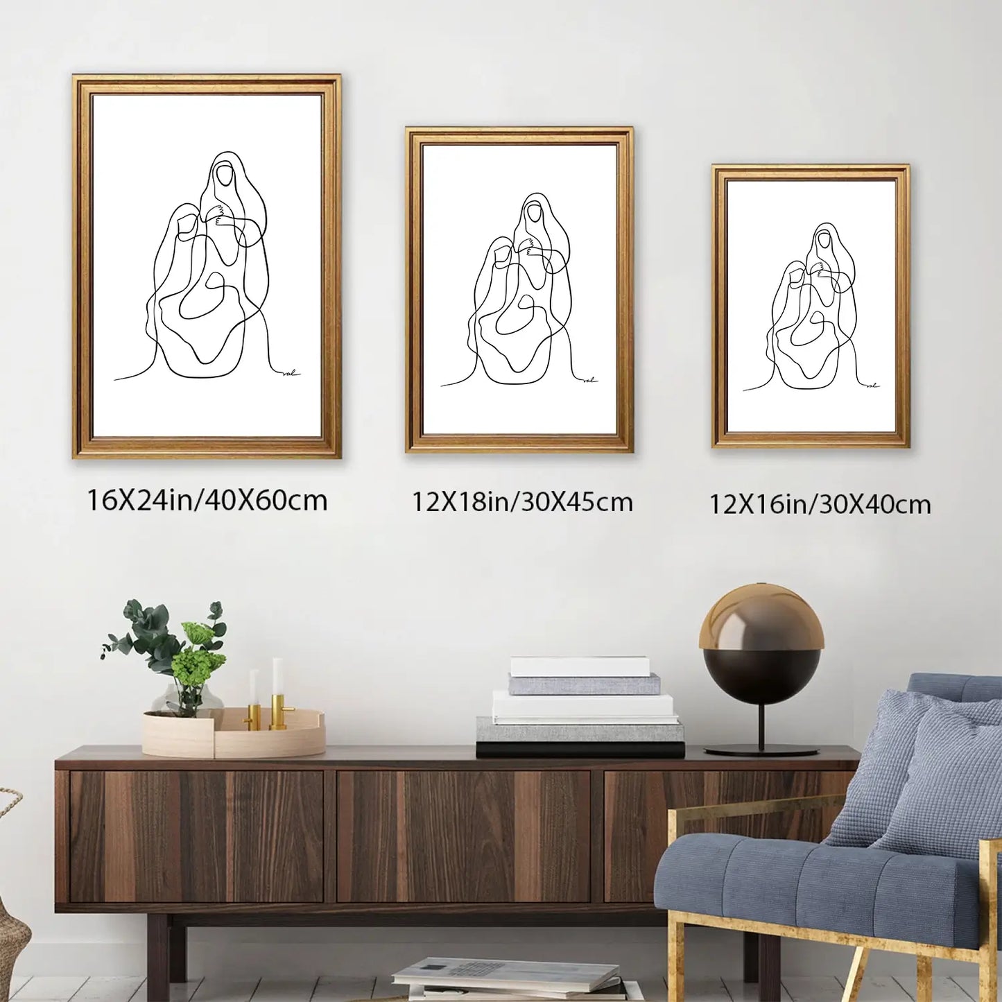 Nativity Story | Christian Line Art Set | Modern Minimalist Trio Print