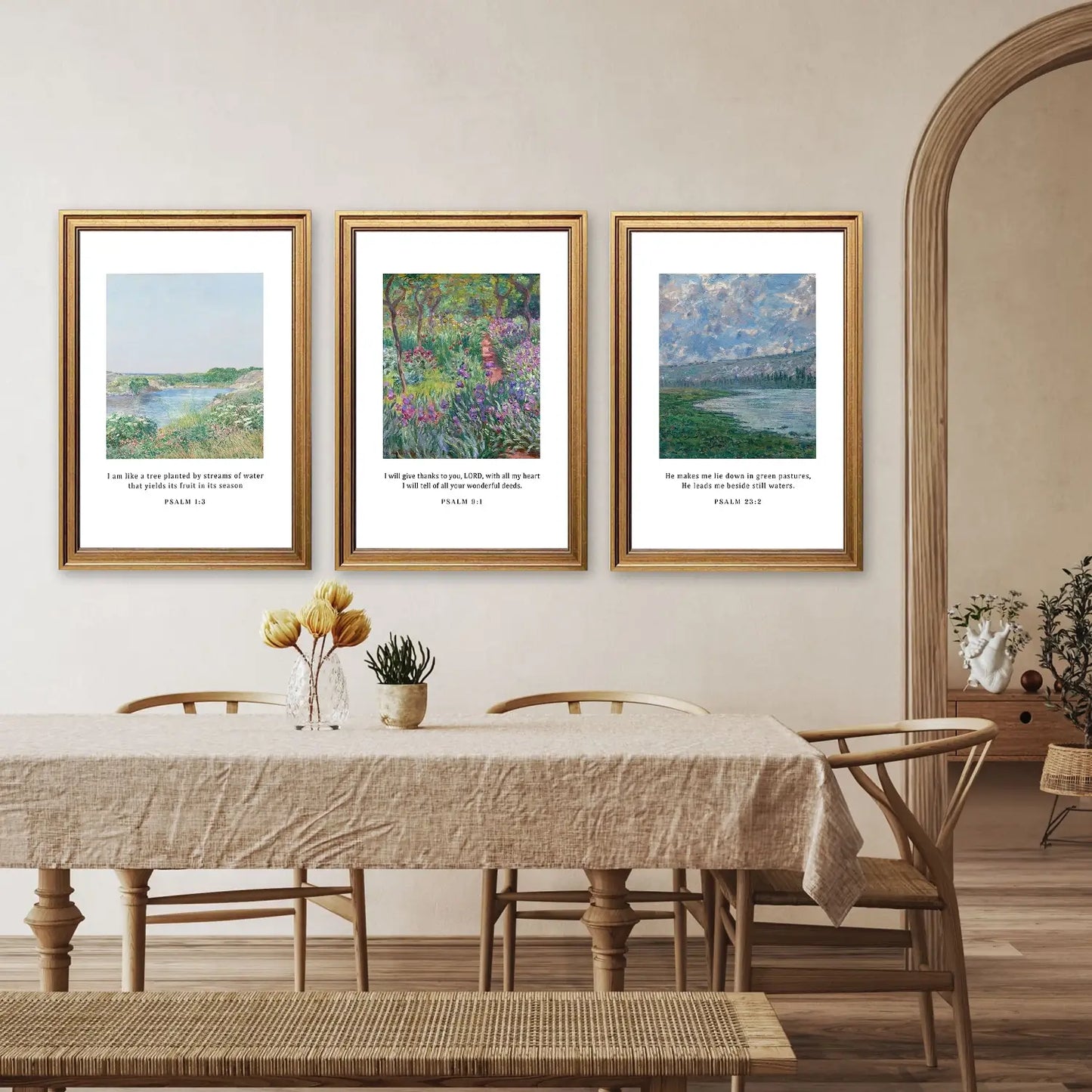 Nature's Psalms | Scripture Art Set | Impressionist Landscape Trio Print