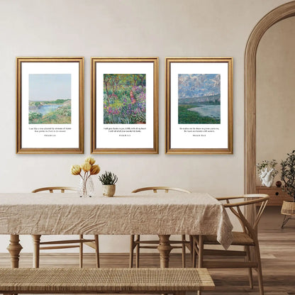 Nature's Psalms | Scripture Art Set | Impressionist Landscape Trio Print