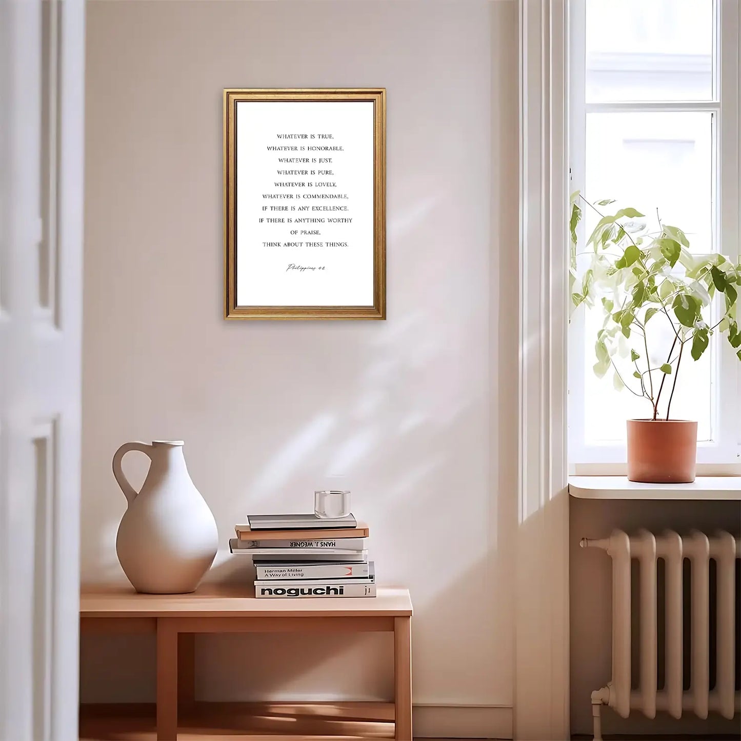 Think About These Things | Christian Wall Art | Philippians 4:8 | Bible Verse Print