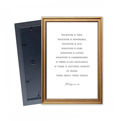 Think About These Things | Christian Wall Art | Philippians 4:8 | Bible Verse Print